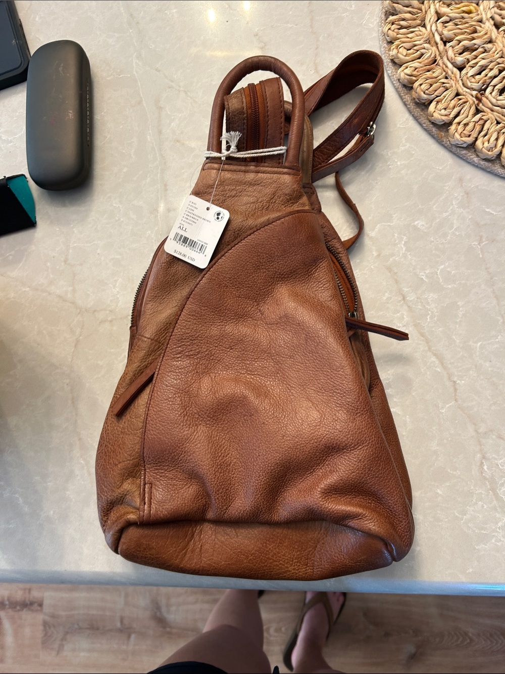 Free People Brown Leather Backpack Sling